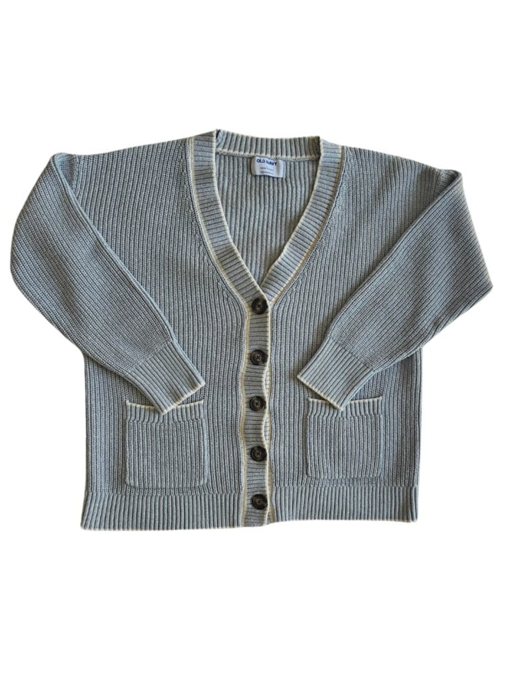 Old Navy Women’s Large Cozy Blue Cardigan with White Trim